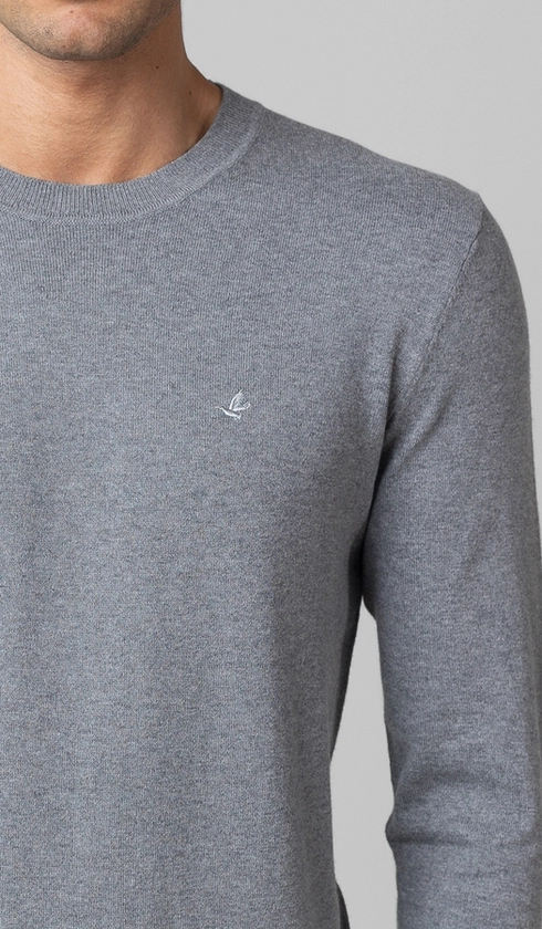 Malha Tricot Gola Careca Cashmere