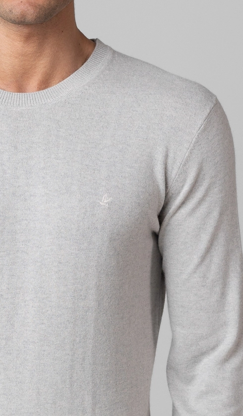 Malha Tricot Gola Careca Cashmere