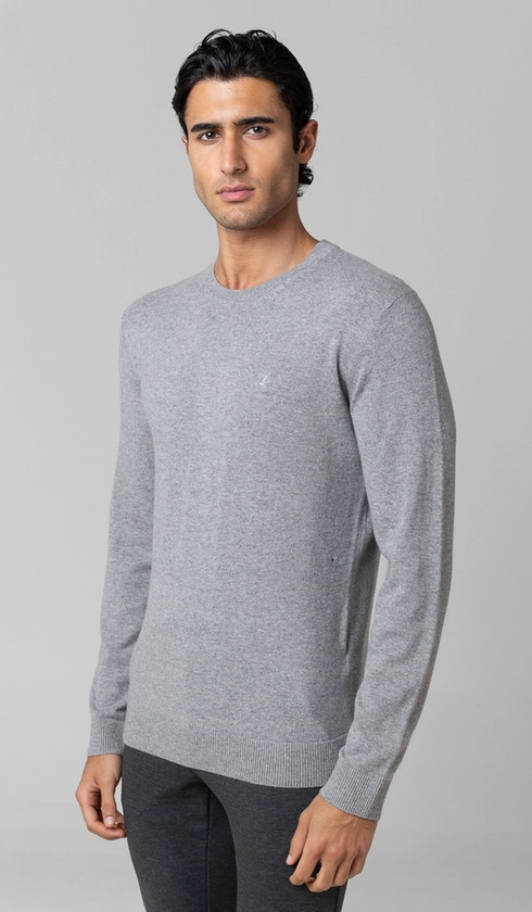 Malha Tricot Gola Careca Cashmere