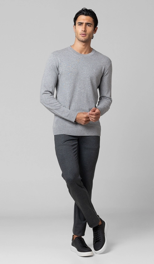 Malha Tricot Gola Careca Cashmere