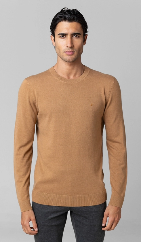 Malha Tricot Gola Careca Merino