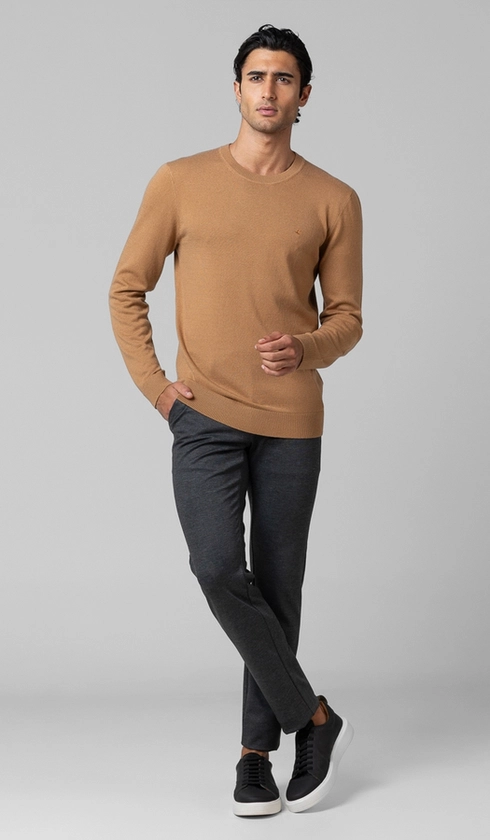 Malha Tricot Gola Careca Merino