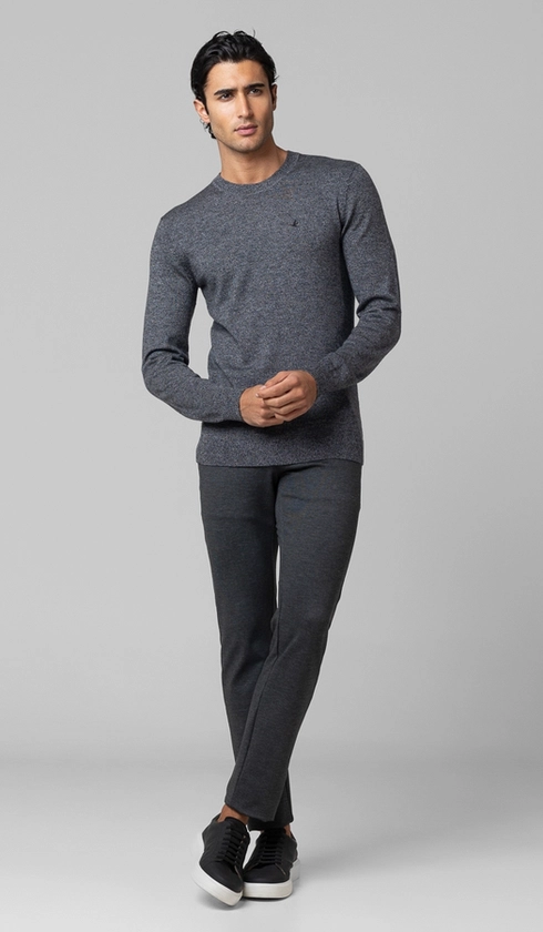 Malha Tricot Gola Careca Merino