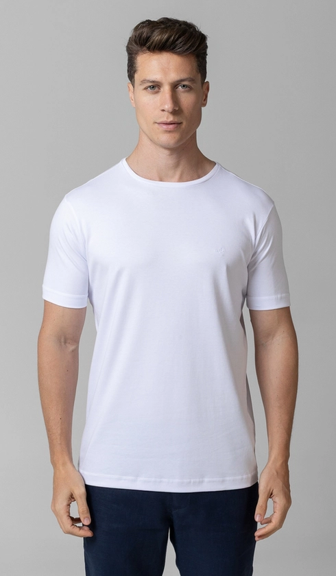 T-Shirt Manga Curta Gola Careca Lisa Silver Cotton
