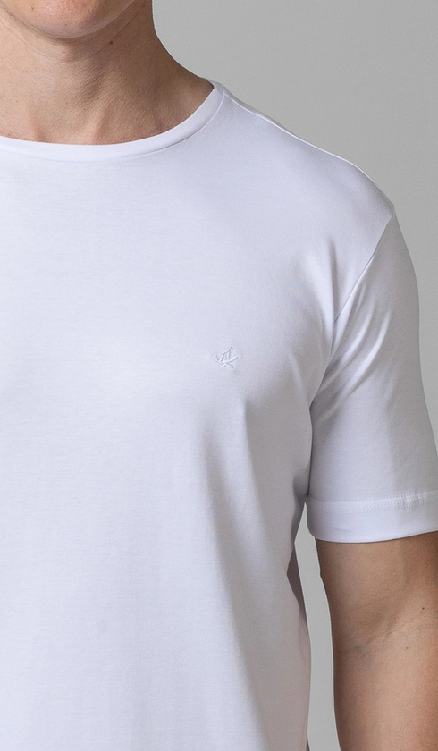 T-Shirt Manga Curta Gola Careca Lisa Silver Cotton
