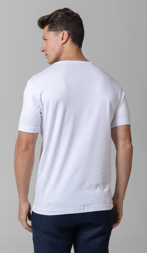 T-Shirt Manga Curta Gola Careca Lisa Silver Cotton