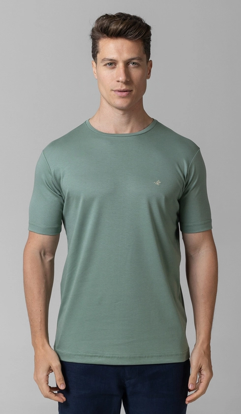 T-Shirt Manga Curta Gola Careca Lisa Silver Cotton