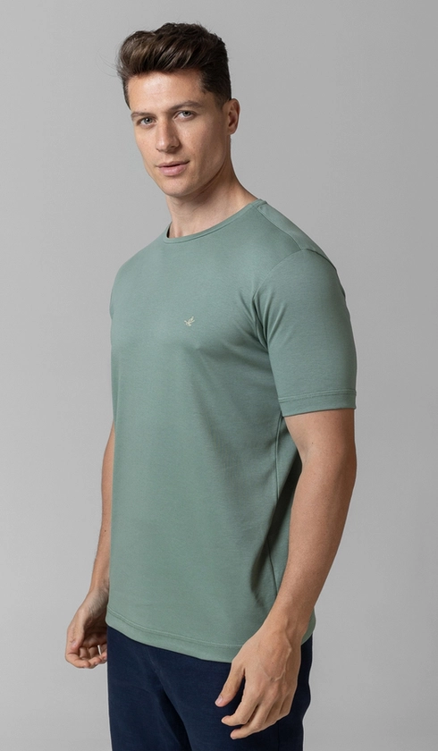 T-Shirt Manga Curta Gola Careca Lisa Silver Cotton