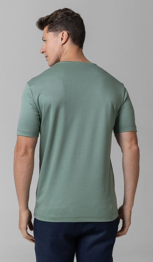T-Shirt Manga Curta Gola Careca Lisa Silver Cotton