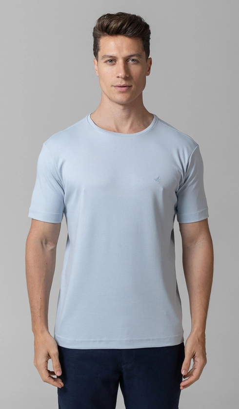 T-Shirt Manga Curta Gola Careca Lisa Silver Cotton