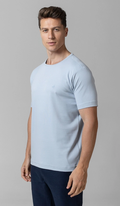 T-Shirt Manga Curta Gola Careca Lisa Silver Cotton