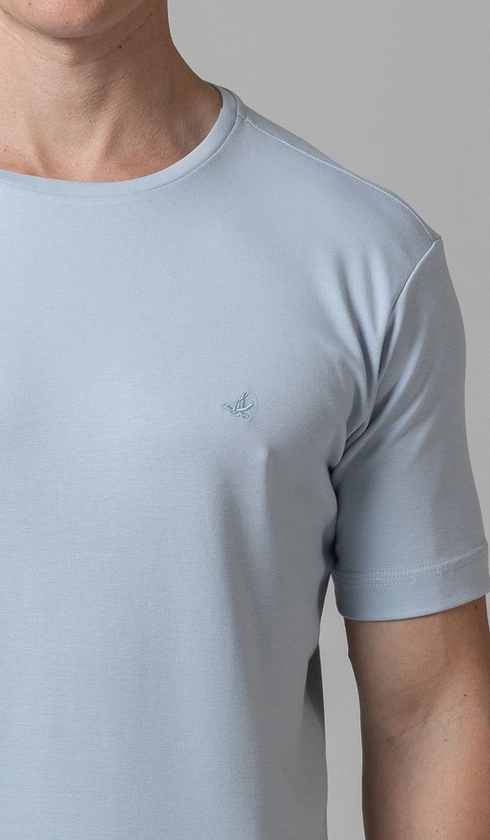 T-Shirt Manga Curta Gola Careca Lisa Silver Cotton