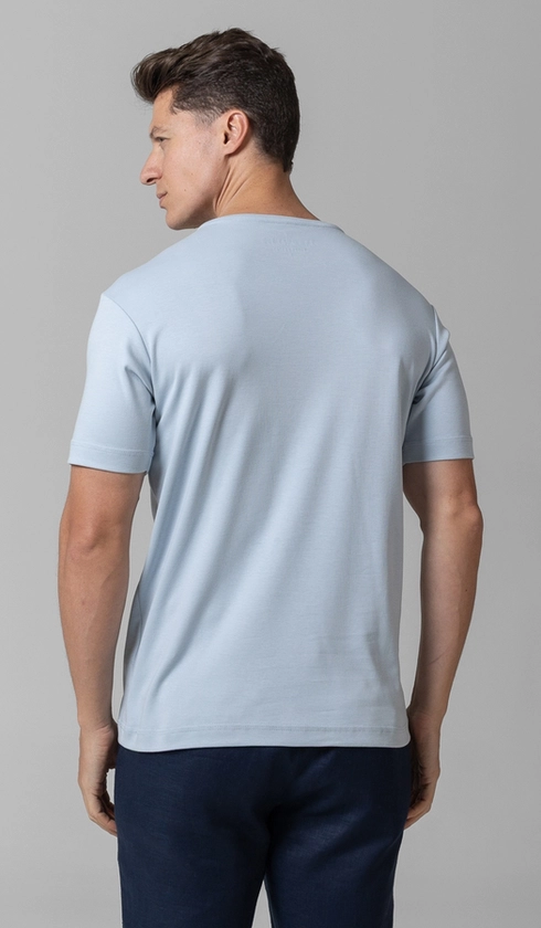 T-Shirt Manga Curta Gola Careca Lisa Silver Cotton