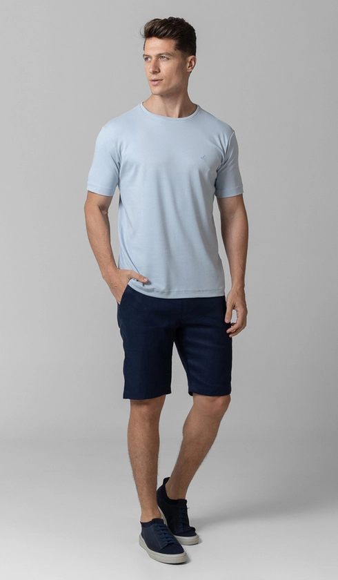T-Shirt Manga Curta Gola Careca Lisa Silver Cotton