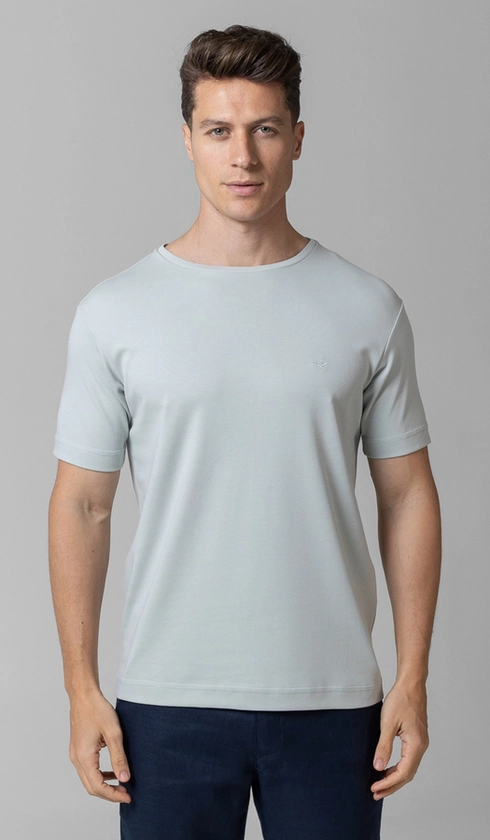 T-Shirt Manga Curta Gola Careca Lisa Silver Cotton