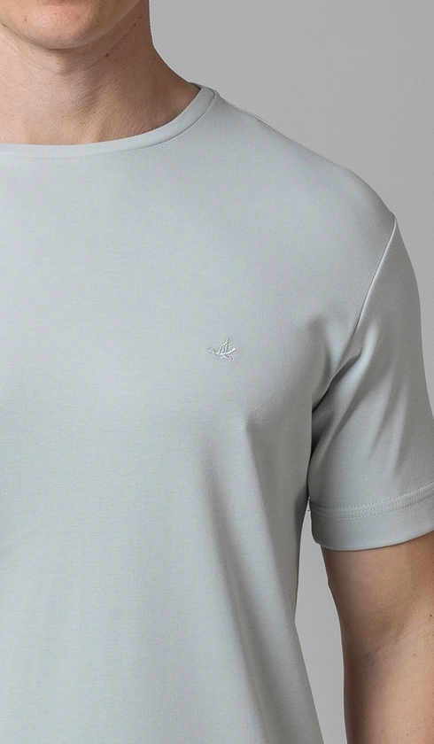 T-Shirt Manga Curta Gola Careca Lisa Silver Cotton