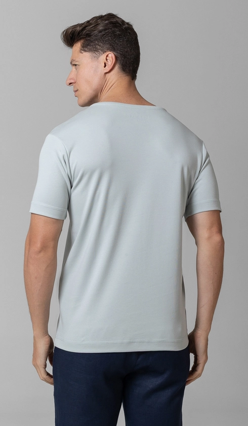 T-Shirt Manga Curta Gola Careca Lisa Silver Cotton