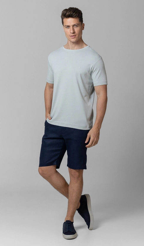 T-Shirt Manga Curta Gola Careca Lisa Silver Cotton