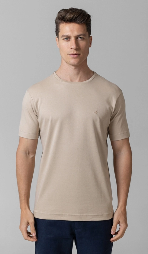T-Shirt Manga Curta Gola Careca Lisa Silver Cotton