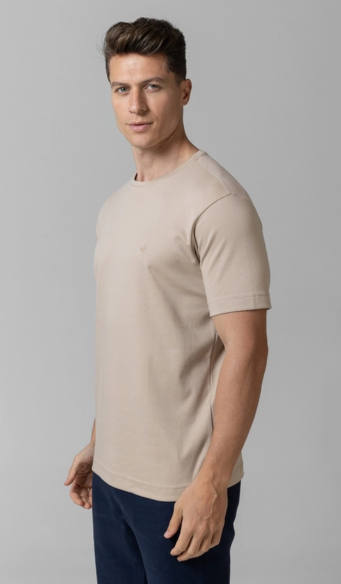 T-Shirt Manga Curta Gola Careca Lisa Silver Cotton