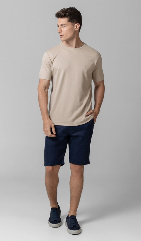 T-Shirt Manga Curta Gola Careca Lisa Silver Cotton