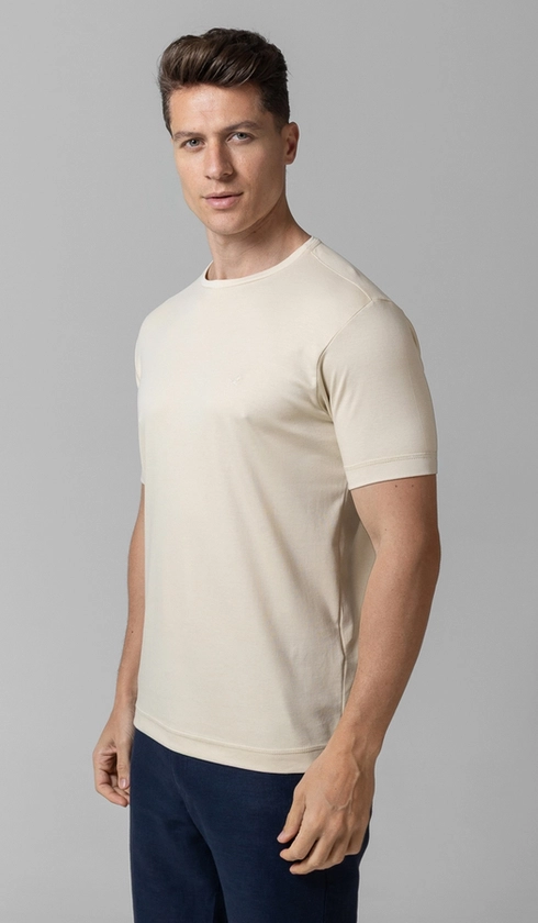 T-Shirt Manga Curta Gola Careca Lisa Silver Cotton