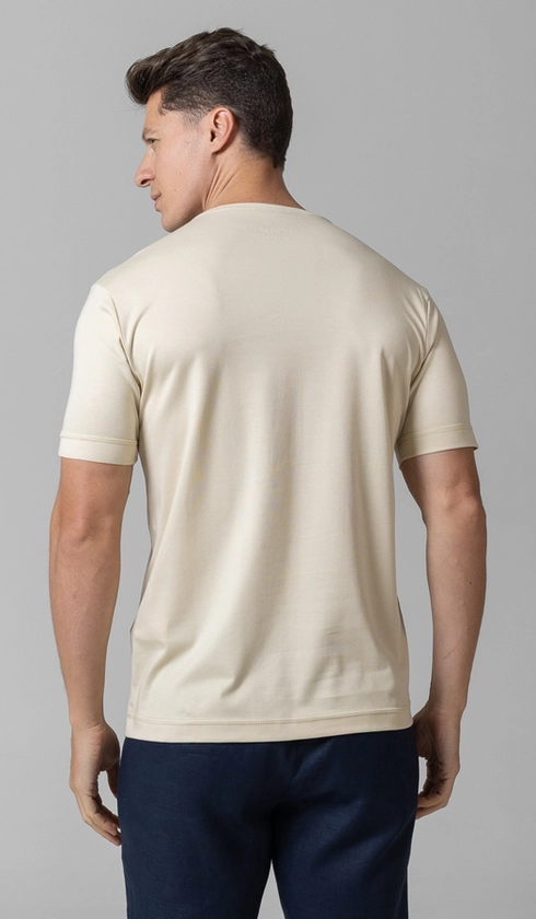 T-Shirt Manga Curta Gola Careca Lisa Silver Cotton