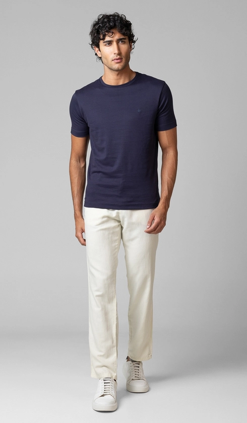 Calça Linho com Algodão Meio Cós Elástico