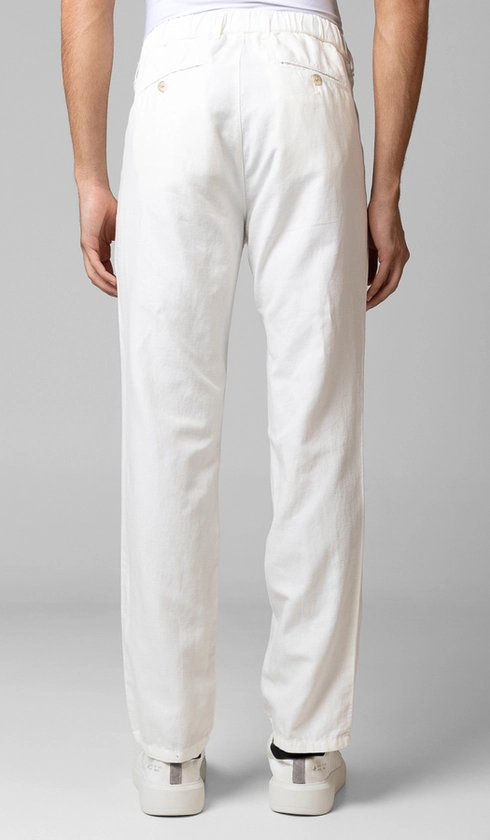 Calça Linho com Algodão Meio Cós Elástico