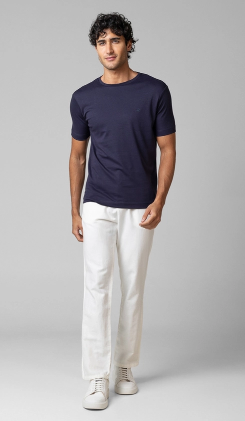 Calça Linho com Algodão Meio Cós Elástico