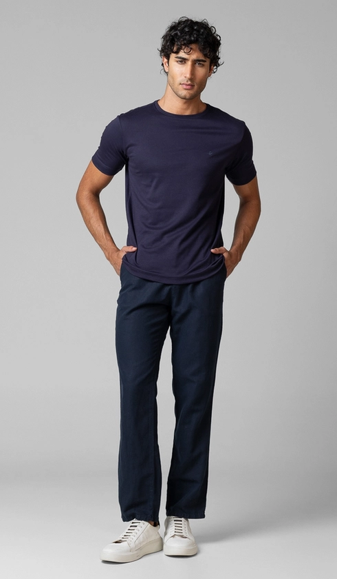 Calça Linho com Algodão Meio Cós Elástico