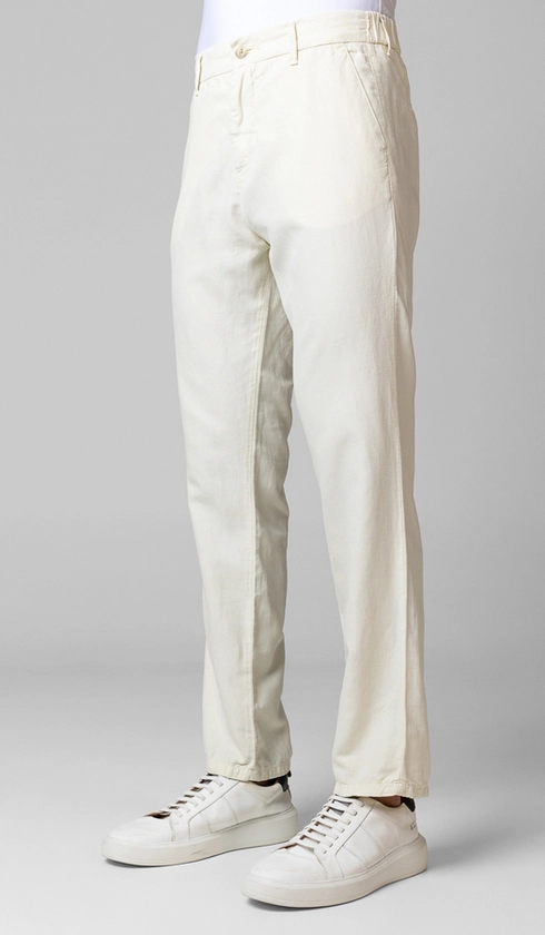 Calça Linho com Algodão Meio Cós Elástico