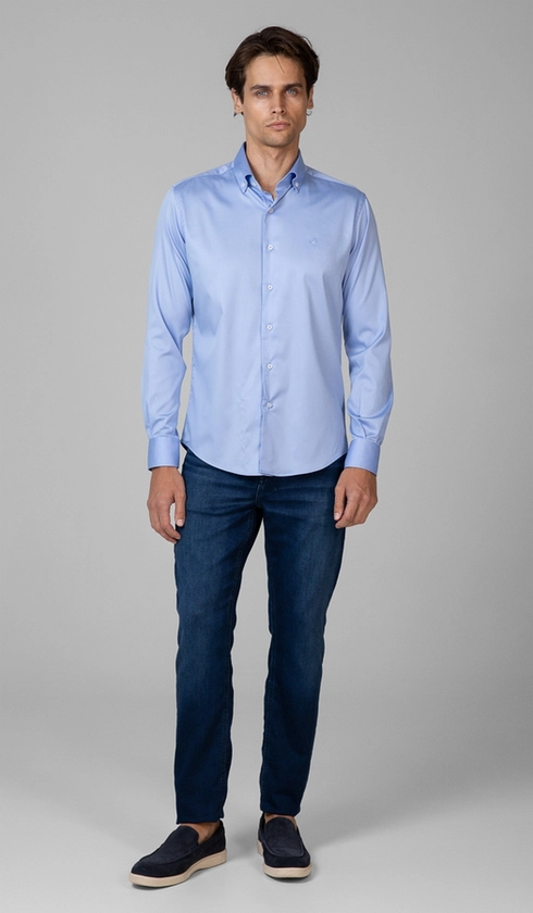 Camisa Manga Longa Slim Cetim Lisa