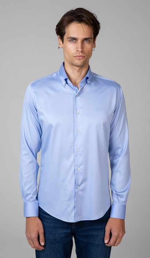 Camisa Manga Longa Slim Cetim Lisa