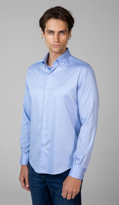 Camisa Manga Longa Slim Cetim Lisa