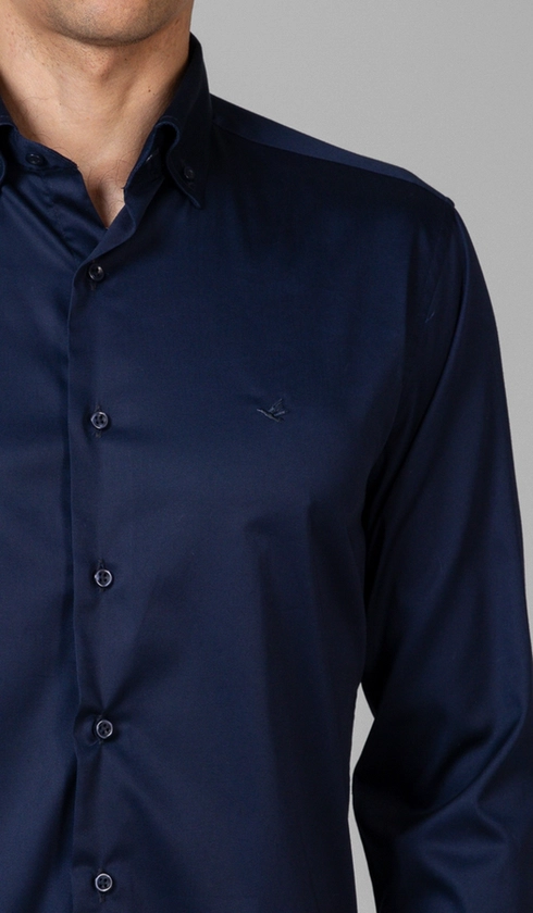 Camisa Manga Longa Slim Cetim Lisa