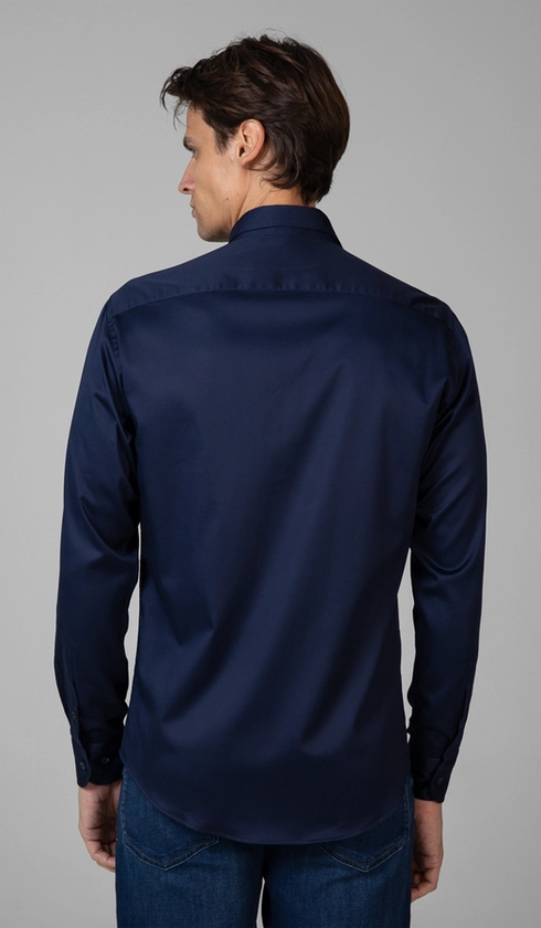 Camisa Manga Longa Slim Cetim Lisa