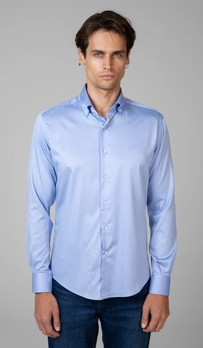 Camisa Manga Longa Slim Cetim Lisa
