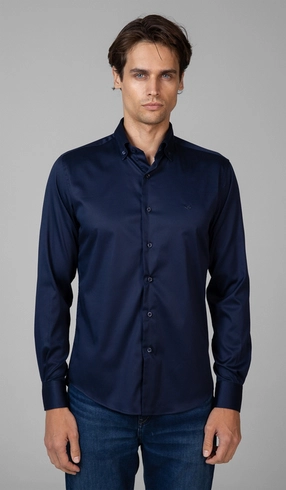 Camisa Manga Longa Slim Cetim Lisa