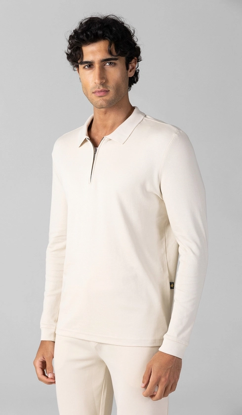 Polo Manga Longa com Meio Zíper Interlock