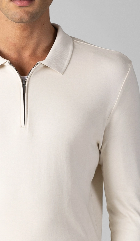 Polo Manga Longa com Meio Zíper Interlock