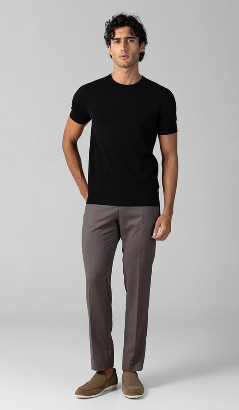 T-Shirt Manga Curta Gola Careca Malha Tricot