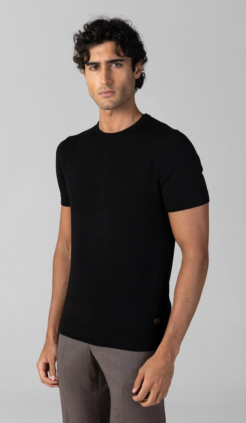 T-Shirt Manga Curta Gola Careca Malha Tricot