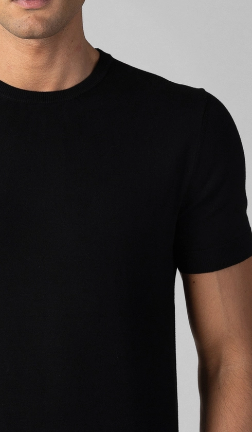 T-Shirt Manga Curta Gola Careca Malha Tricot