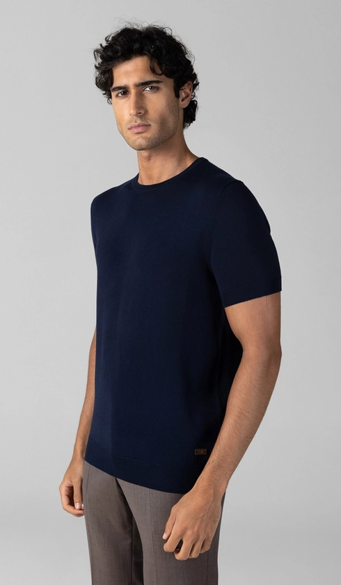 T-Shirt Manga Curta Gola Careca Malha Tricot