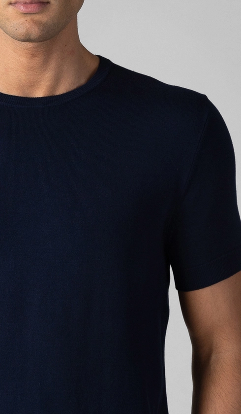 T-Shirt Manga Curta Gola Careca Malha Tricot