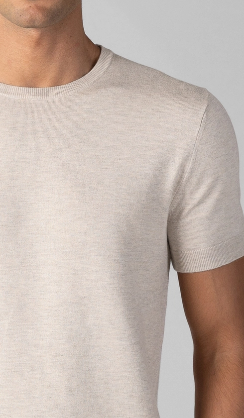 T-Shirt Manga Curta Gola Careca Malha Tricot