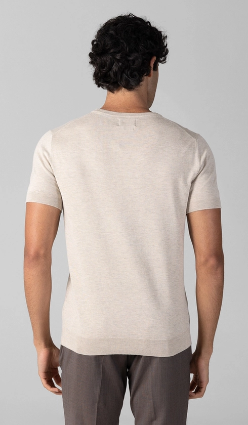 T-Shirt Manga Curta Gola Careca Malha Tricot