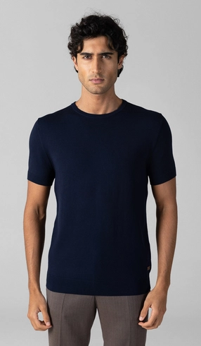 T-Shirt Manga Curta Gola Careca Malha Tricot