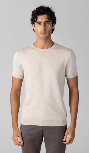 T-Shirt Manga Curta Gola Careca Malha Tricot